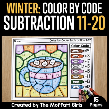 Preview of Winter Color by Code: Subtraction 11-20