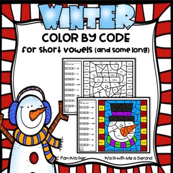Preview of Winter Color by Code for Short Vowels
