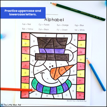Winter Color by Letter | Alphabet Coloring Pages by The Little Mom Aid