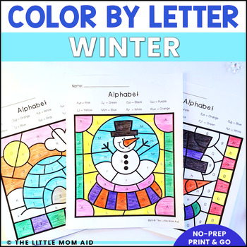 Preview of Winter Color by Letter - Alphabet Coloring Pages