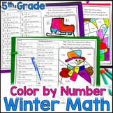 Winter Color by Number - December Math Centers - Multiple 