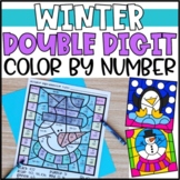 Winter Color by Number Double Digit Addition & Subtraction