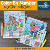 Winter Color by Number for Kinder & 1st Grade | Valentine'