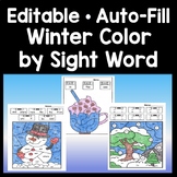 Winter Color by Sight Word or Code Editable with Auto-Fill