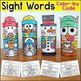 Winter Color by Sight Words Penguin, Polar Bear, Snowman -