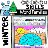 Winter Color by Code Word Families Printables