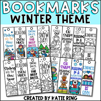 Preview of Winter Coloring Bookmarks | Winter Student Gifts Bookmarks to Color