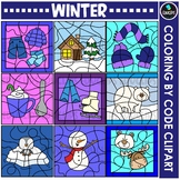 Winter - Coloring By Code Clip Art Set {Educlips Clipart}
