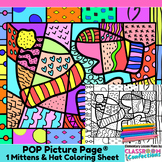 Winter Coloring Page Fun Winter Pop Art Mittens & Hat Colo