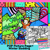 Winter Coloring Page Fun Winter Pop Art Snow Sledding Colo