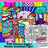 Winter Coloring Page Fun Winter Pop Art Snowball Fight Col