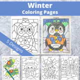 Winter Coloring Pages: Penguin, Snowman, Reindeer, Mittens