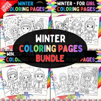 Preview of Winter Coloring Pages Bundle: Perfect for Kids of All Ages For New Year 2024