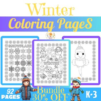 Preview of Winter Coloring Pages Bundle|Winter Art Activities Collection|January
