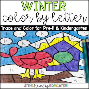 Preview of Winter Coloring Pages | Color By Letter Worksheets 