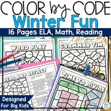 Winter Coloring Pages Color by Number Grammar Math Februar