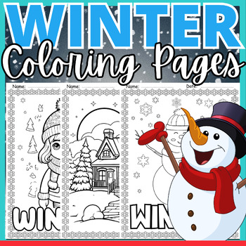 Preview of Winter Coloring Pages - February Coloring Sheets - Snowman Activities Worksheet