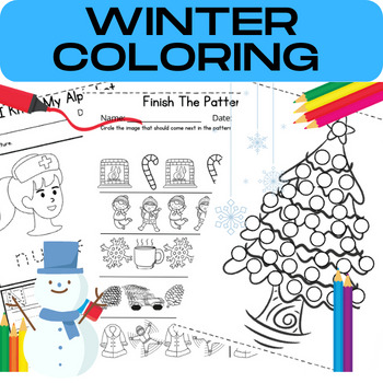 Preview of Winter Coloring Pages Math Art Activity