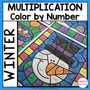 Preview of Winter Math Coloring Pages - Multiplication Color by Number