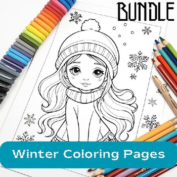 Preview of Winter Coloring Pages:Winter Wonderland Coloring Pages Collection.BUNDLE