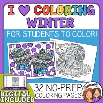 Preview of Coloring Pages - Winter Fun! - Posters, Fast Finishers