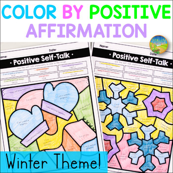 Preview of Positive Self-Talk Winter Coloring Pages - SEL Activities