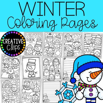 Preview of Winter Coloring Pages (+writing papers) {Winter Coloring Book}