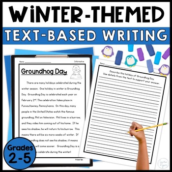 Preview of Winter Text Evidence Reading Passages and Common Core Writing Prompts