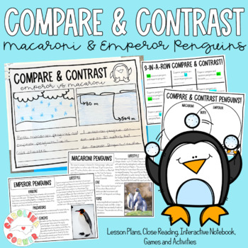 Preview of Winter Compare and Contrast Non Fiction Penguins Writing ESL