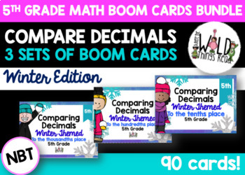 Preview of Winter Comparing Decimals Boom Cards Bundle