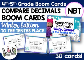 Preview of Winter Comparing Decimals Boom Cards- to the TENTHS place