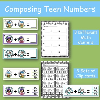 Preview of Winter Composing and Decomposing Teen Numbers