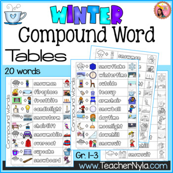 Preview of Winter Compound Words List Table