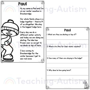 Winter Reading Comprehension Passages and Questions by Teaching Autism