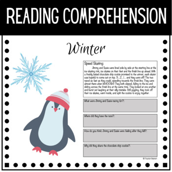 Preview of Winter Comprehension Passage (Snowboarding) with Questions - Speech Therapy