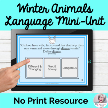 Preview of Winter Animals Language Boom Cards NO PRINT Speech | Distance Learning