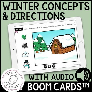Preview of Winter Basic Concepts Following Directions Speech Therapy Activities Boom Cards™