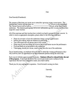 Winter Concert Invitation Letter by Administrators Workshop | TpT