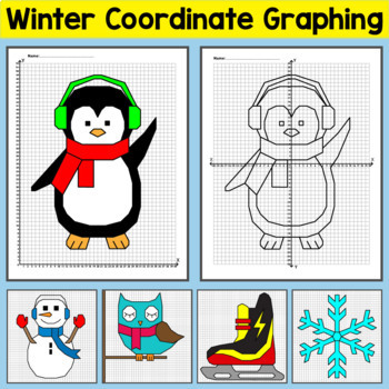 Preview of Winter Coordinate Graphing Mystery Pictures - Winter Math Activities