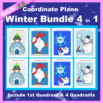 Preview of Winter Coordinate Plane Graphing Picture: Winter Bundle 4 in 1