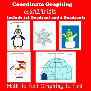Preview of Winter Coordinate Plane Graphing Picture: Winter Bundle 5 in 1