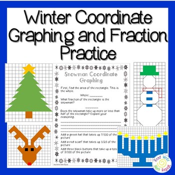 Preview of Winter Coordinate Graphing and Fraction Activity