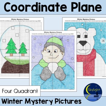 Preview of Winter Coordinate Plane Graphing Pictures in Four Quadrants