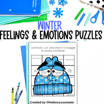 Holiday and Winter Themed Calming Strategies Coping Skills Puzzle Activities