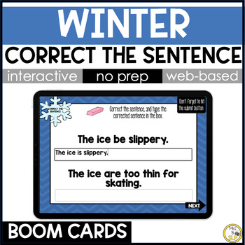 Preview of Winter Correct the Sentence - Grammar Skill Builder - Digital Boom Cards