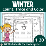 Winter Count, Trace and Color - Number Practice | Christma