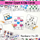 Winter Count and Clip Cards - Math Centers - Numbers 1 to 20