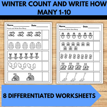 Winter Count and Write How Many 1-10 for Pre K Kindergarten 1st January