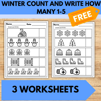 Winter Count and Write How Many 1-5 FREE Worksheets by Smart Learner Vault