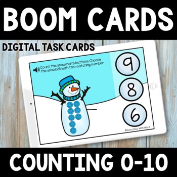 Preview of Winter Counting 0-10  Boom Cards -  Snowman PreK Boom Cards